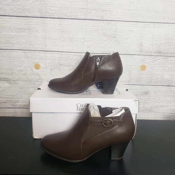 Croft & Barrow Ortholite Eco Grapesoda Brown Leather Boots Womens Sz 6-6.5‎ Med - Picture 1 of 13